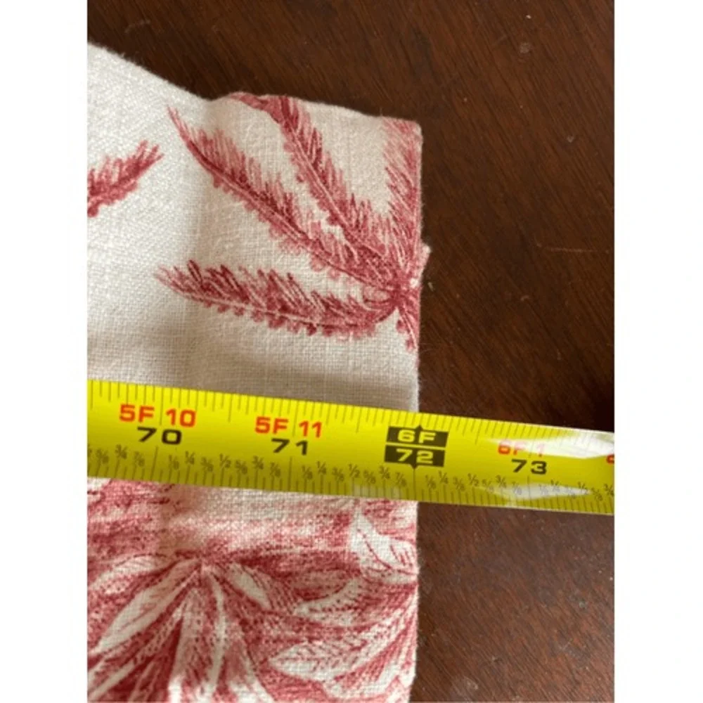 Vintage Red Toile Palm Tree Cotton Pinch Pleat Heavy Curtain‎ Panels Pair 82 In